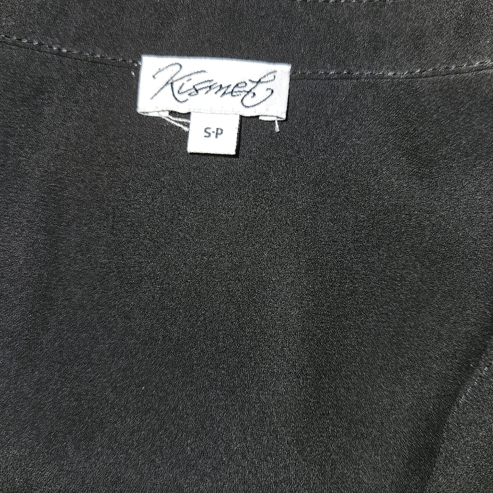 Kismet Black 3/4 Sleeve Button Down Shirt with Tie Detail - Picture 3 of 5